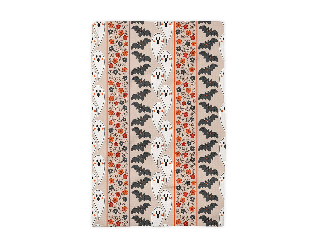 Halloween Fall Ghost Stamp Collage Kitchen Towel Waffle