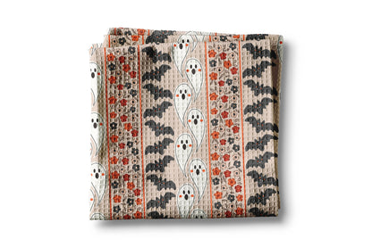 Halloween Fall Ghost Stamp Collage Kitchen Towel Waffle
